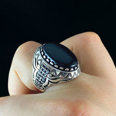 Black Onyx Stone 925 Sterling Silver Men Ring