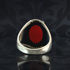 Red Agate Stone 925 Sterling Silver Men Handmade Ring