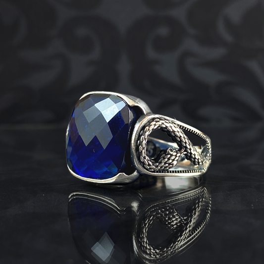 Sapphire Gemstone 925 Sterling Silver Men Ring