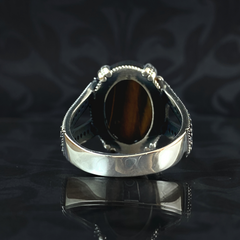 Brown Tiger Eye Stone 925 Sterling Silver Men Handmade Ring