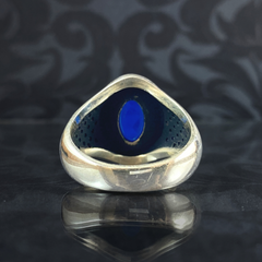 Sapphire Ring 925 Solid Silver Men Handmade