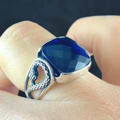 Sapphire Gemstone 925 Sterling Silver Men Ring