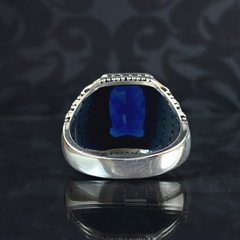 Sapphire Gemstone 925 Sterling Silver Men Ring