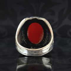 Red Agate Stone 925 Sterling Silver Men Handmade Ring