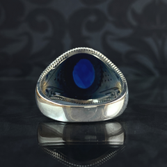 Sapphire Gemstone 925 Solid Silver Turkish Handmade Ring