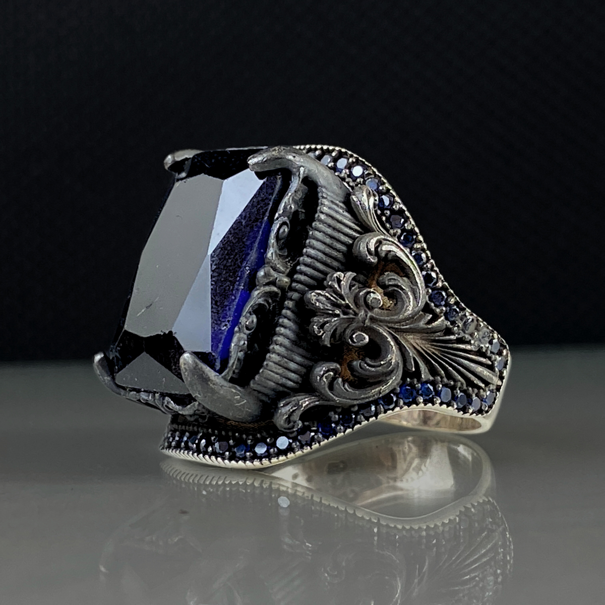 Sapphire Gemstone Ring For Men 925 Sterling Silver