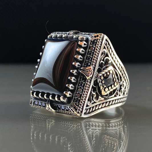 Black Onyx Stone 925 Sterling Silver Men Handmade Ring