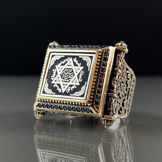 Large Seal Of Solomon 925 Silver Men Ring