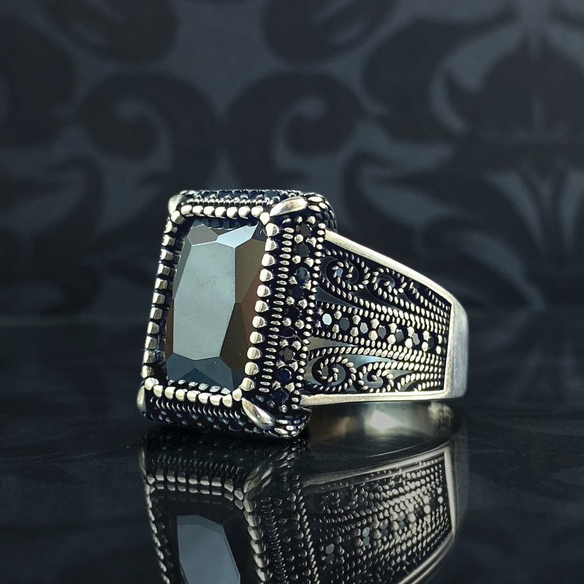 Black Onyx Gemstone 925 Sterling Silver Men Ring