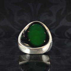 Green Agate Stone 925 Sterling Silver Men Handmade Ring