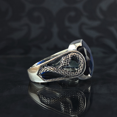 Sapphire Gemstone 925 Sterling Silver Men Ring