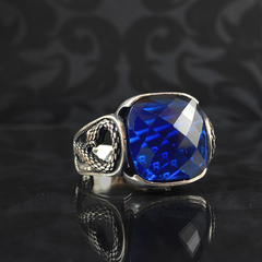 Sapphire Gemstone 925 Sterling Silver Men Ring