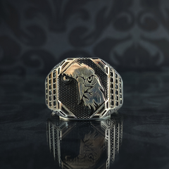 Angry Eagle Head 925 Sterling Silver Men Ring