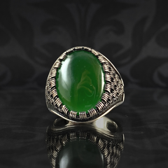 Anillo de plata maciza de piedra esmeralda 925, anillo de piedra preciosa esmeralda verde 