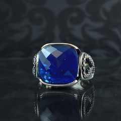 Sapphire Gemstone 925 Sterling Silver Men Ring