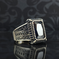 Black Onyx Gemstone 925 Sterling Silver Men Ring