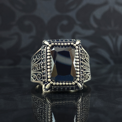 Black Onyx Gemstone 925 Sterling Silver Men Ring