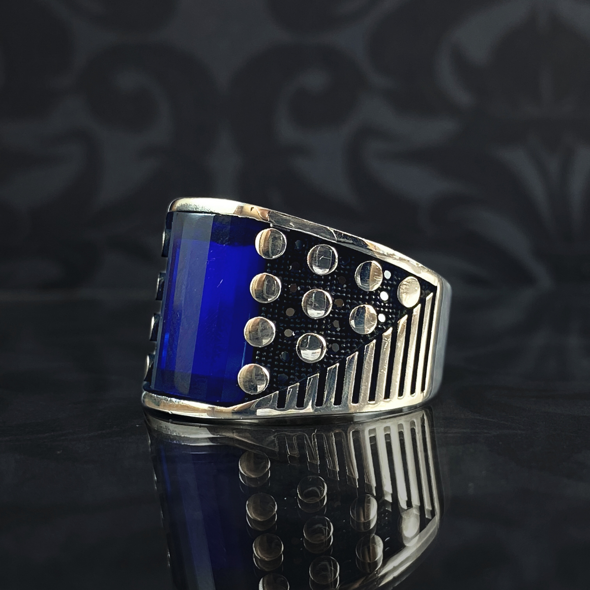 Sapphire Ring For Men 925 Sterling Silver