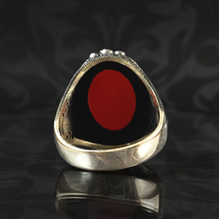 Red Agate Gemstone 925 Sterling Silver Men Handmade Ring