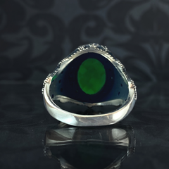 Green Emerald Gemstone 925 Sterling Silver Men Ring