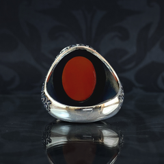 Agate Gemstone 925 Sterling Silver Men Handmade Ring