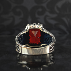 Red Ruby Gemstone 925 Sterling Silver Men Ring