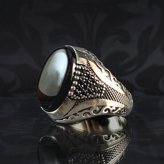 Black Onyx Stone 925 Sterling Silver Men Ring