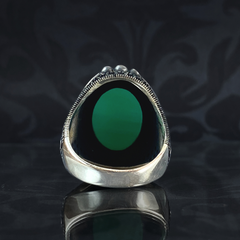 Green Agate Gemstone 925 Sterling Silver Men Handmade Ring