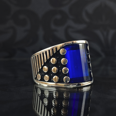 Sapphire Ring For Men 925 Sterling Silver