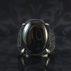 Men Handmade 925 Silver Black Onyx Stone Ring