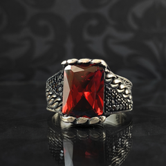 Red Ruby Gemstone 925 Sterling Silver Men Ring