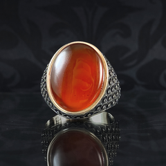 Agate Gemstone 925 Sterling Silver Men Handmade Ring