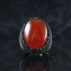 Red Agate Gemstone 925 Sterling Silver Men Handmade Ring