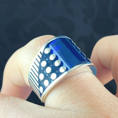 Sapphire Ring For Men 925 Sterling Silver