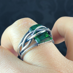 Men Handmade Emerald Stone 925 Sterling Silver Men Ring