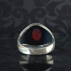 Classic Daily Men Handmade 925 Sterling Silver Red Ruby Stone Ring