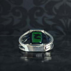 Men Handmade Emerald Stone 925 Sterling Silver Men Ring