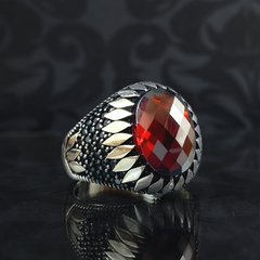 Classic Daily Men Handmade 925 Sterling Silver Red Ruby Stone Ring