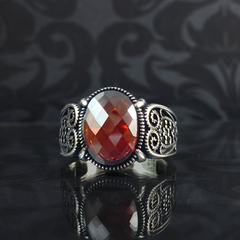 Men Handmade Red Ruby Stone 925 Sterling Silver Ring