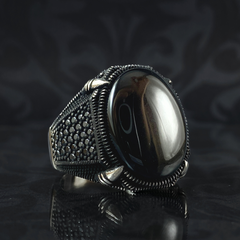 Men Handmade 925 Silver Black Onyx Stone Ring