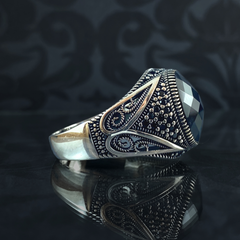 Sapphire Gemstone 925 Solid Silver Turkish Handmade Ring