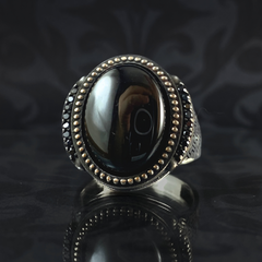 Black Onyx Stone 925 Solid Silver Men Turkish Ring