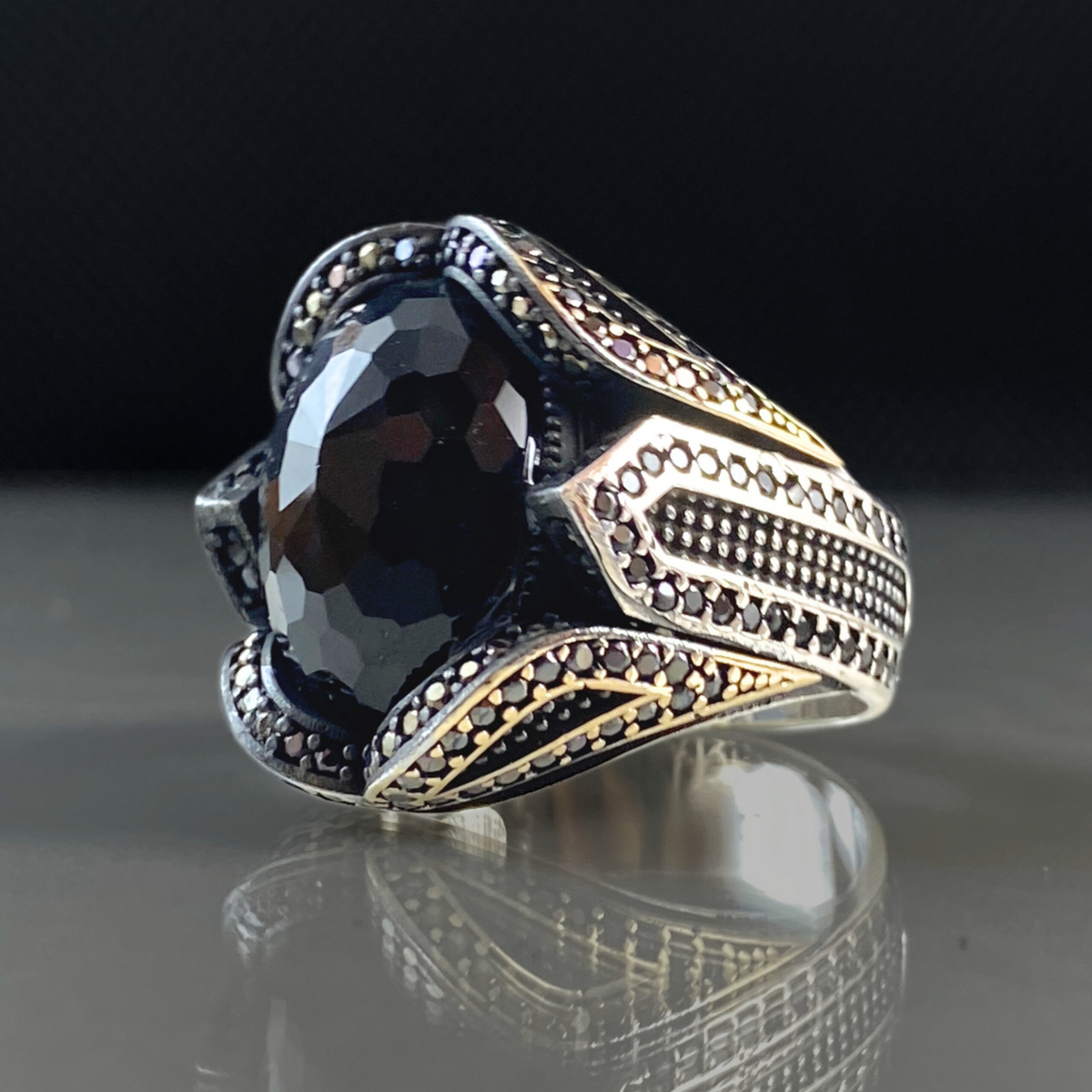 Oval Onyx Gemstone 925 Sterling Silver Ring