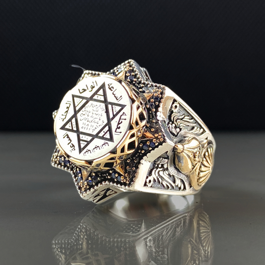 Large Seal Of Solomon 925 Sterling Silver Men Handmade Ring