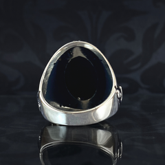 Sword Zulfigar Black Onyx Stone 925 Sterling Silver Men Handmade Ring