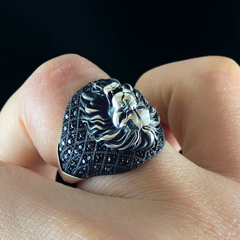 Lion 925 Sterling Silver Leo Zodiac Men Animal Ring