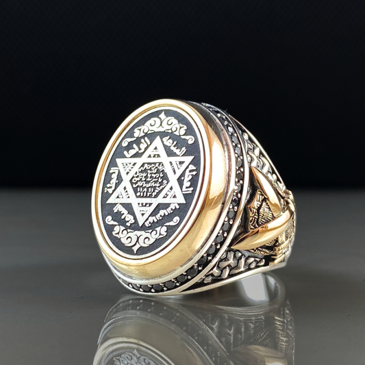 Oval Seal Of Solomon 925 Sterling Silver Men Vintage Ring