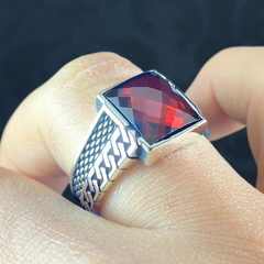 Ruby Gemstone 925 Sterling Silver Men Handmade Ring