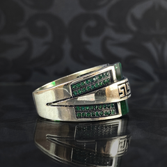 Emerald Gemstone 925 Sterling Silver Men Ring