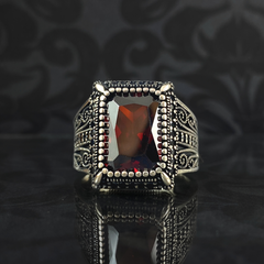 Red Ruby Stone 925 Sterling Silver Men Handmade Ring